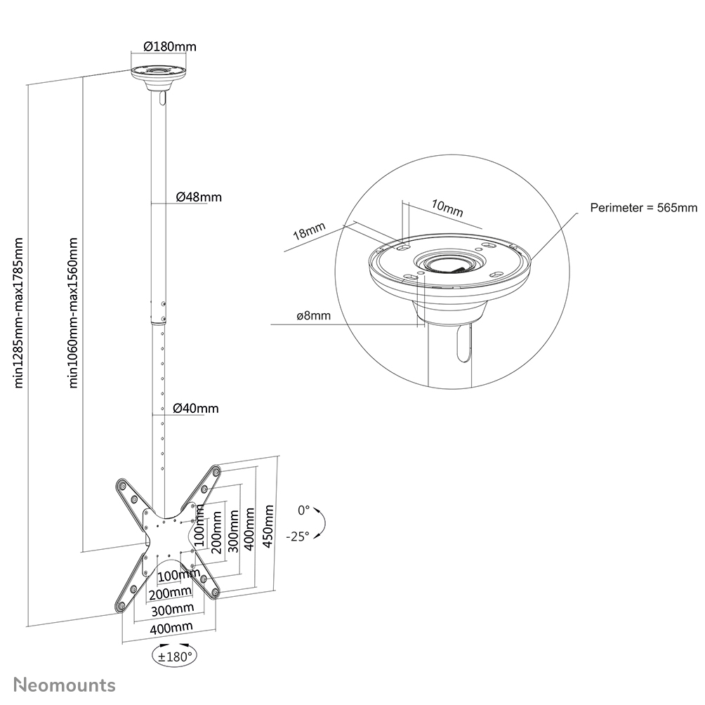 Neomounts TV/Monitor Deckenhalterung